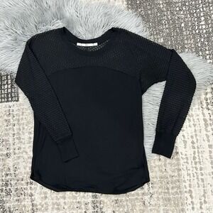 Gibson Sheer Lace Shoulder Sleeve Women's Top Blouse Black‎ Size Med Made In USA